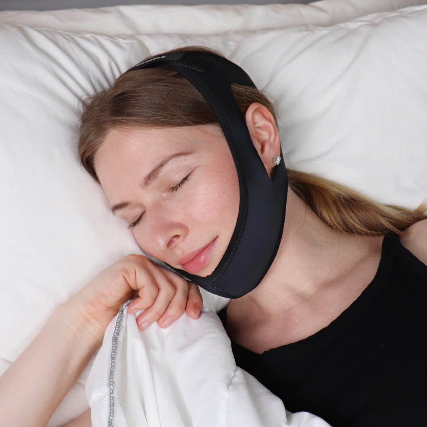Piacico Chin Strap for Cpap Users - Adjustable Snore Stopping Device Face Mask Bandage Keeping Mouth Closed - Anti Snoring Sleep Aid Solution - Skin-Friendly Comfortable Sleeping (Blue)