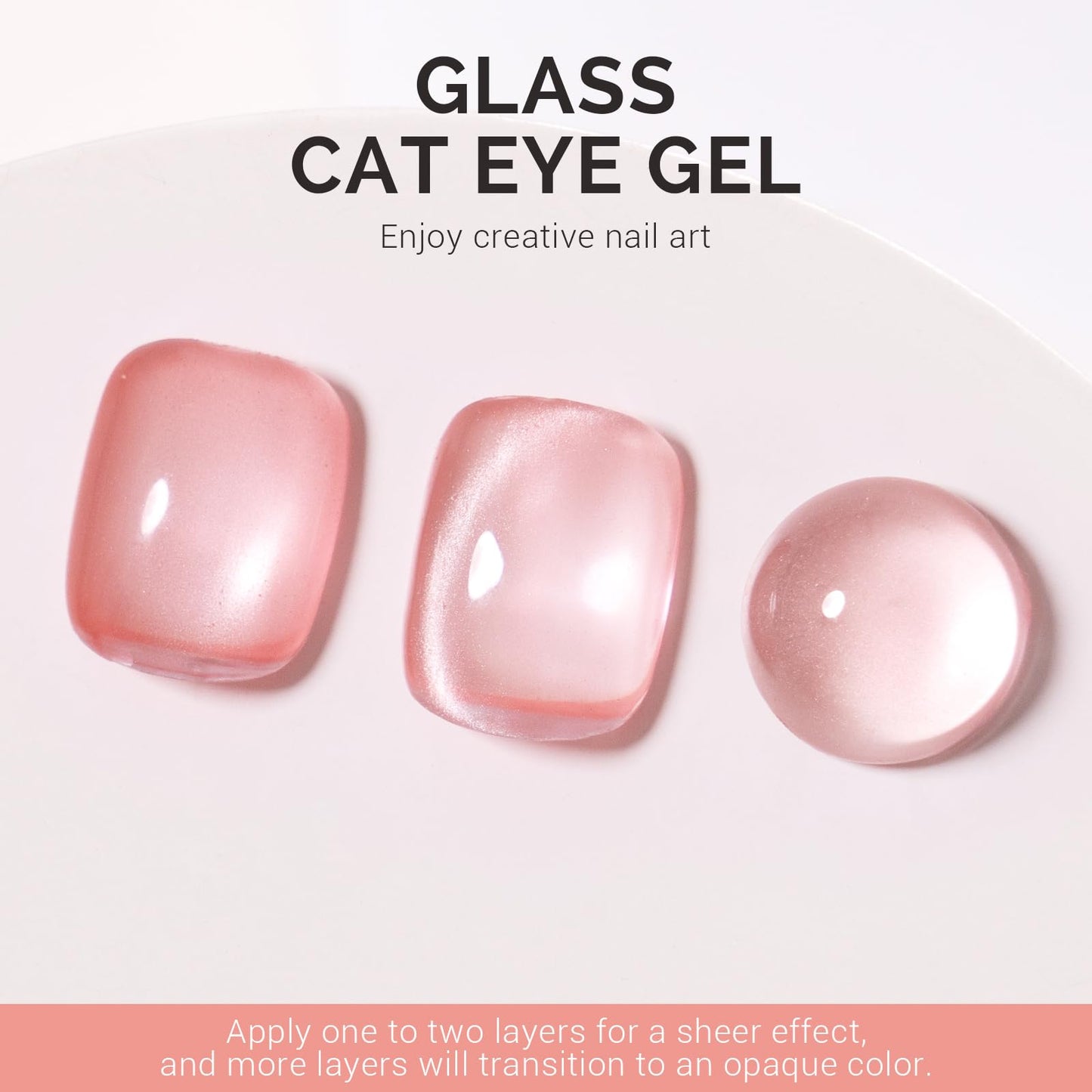 MelodySusie Glass Cat Eye Gel Nail Polish, Blush Pink Glitter Holographic Magnetic Nail Polish with Magnet, 0.5 Fl Oz UV Nail Po