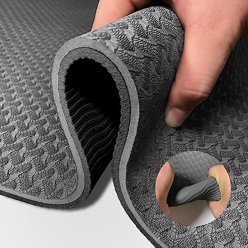 QMKGEC Yoga Mat 1/3" (8mm) Thick Non-Slip, Women Men Fitness & Exercise Mat, 72"Lx24"W Eco-Friendly TPE Workout Mat with C...