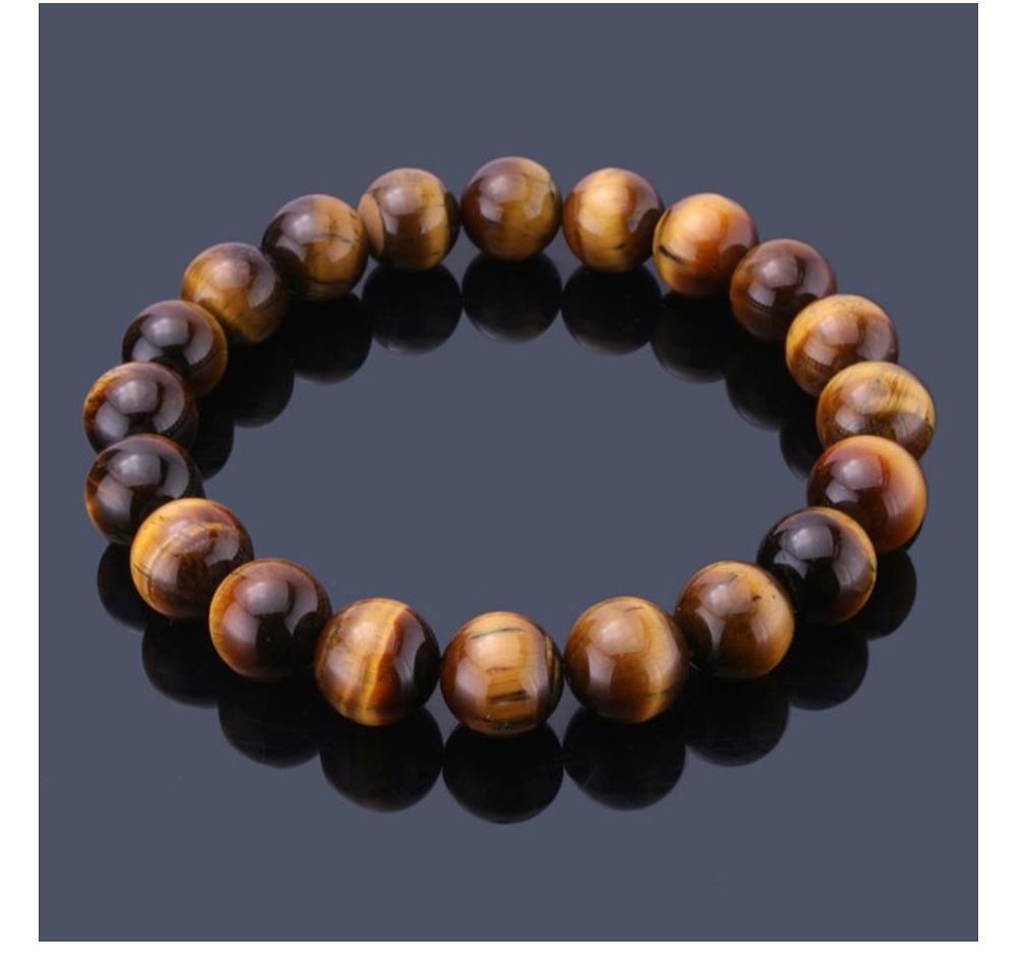 Adabele Real Natural Golden Yellow Tiger's Eye Bracelet 8.5 inch Stretch Gemstone Beaded Bracelet Chakra Healing Crystal Stone J
