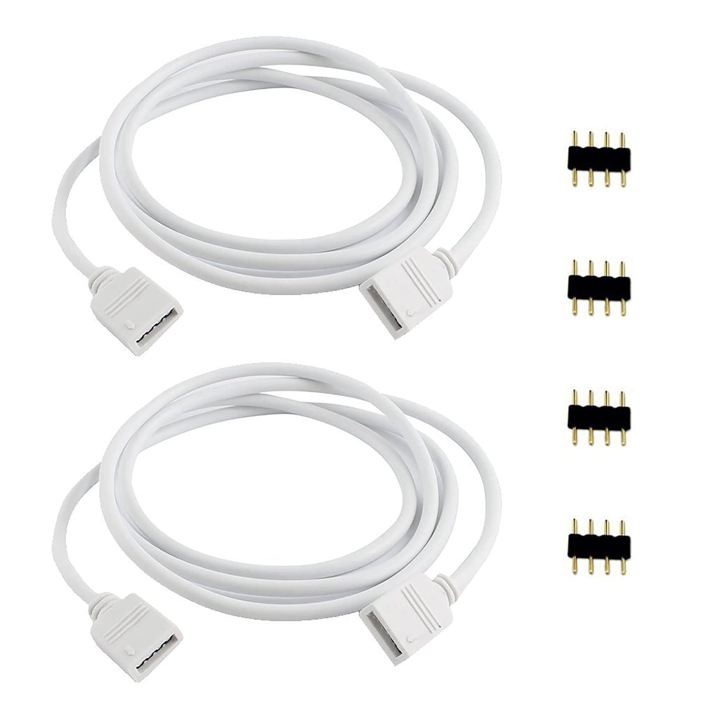 RGBZONE 2M Extension Cable for SMD 5050 RGB LED Strip Light, 6.6ft, Includes 4pcs 4pin Connectors, Plastic, Model FB5141AC