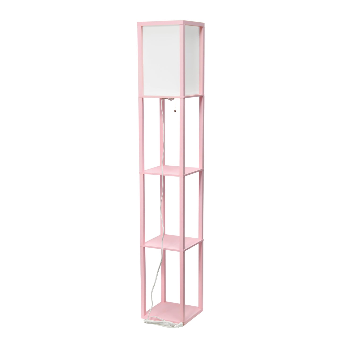 LALIA HOME Column Shelf Floor Lamp, Wood, Light Pink, 10.14 x 10.14 x 62.75, Model LHF-3004-LP