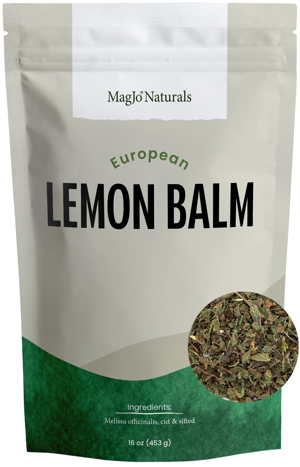 MagJo Naturals Lemon Balm Tea  Bulk Herbal Tea  Loose Leaf Melissa Officinalis  Caffeine Free  Cut and Sifted  1 pound (16 ounces) (1 pack)
