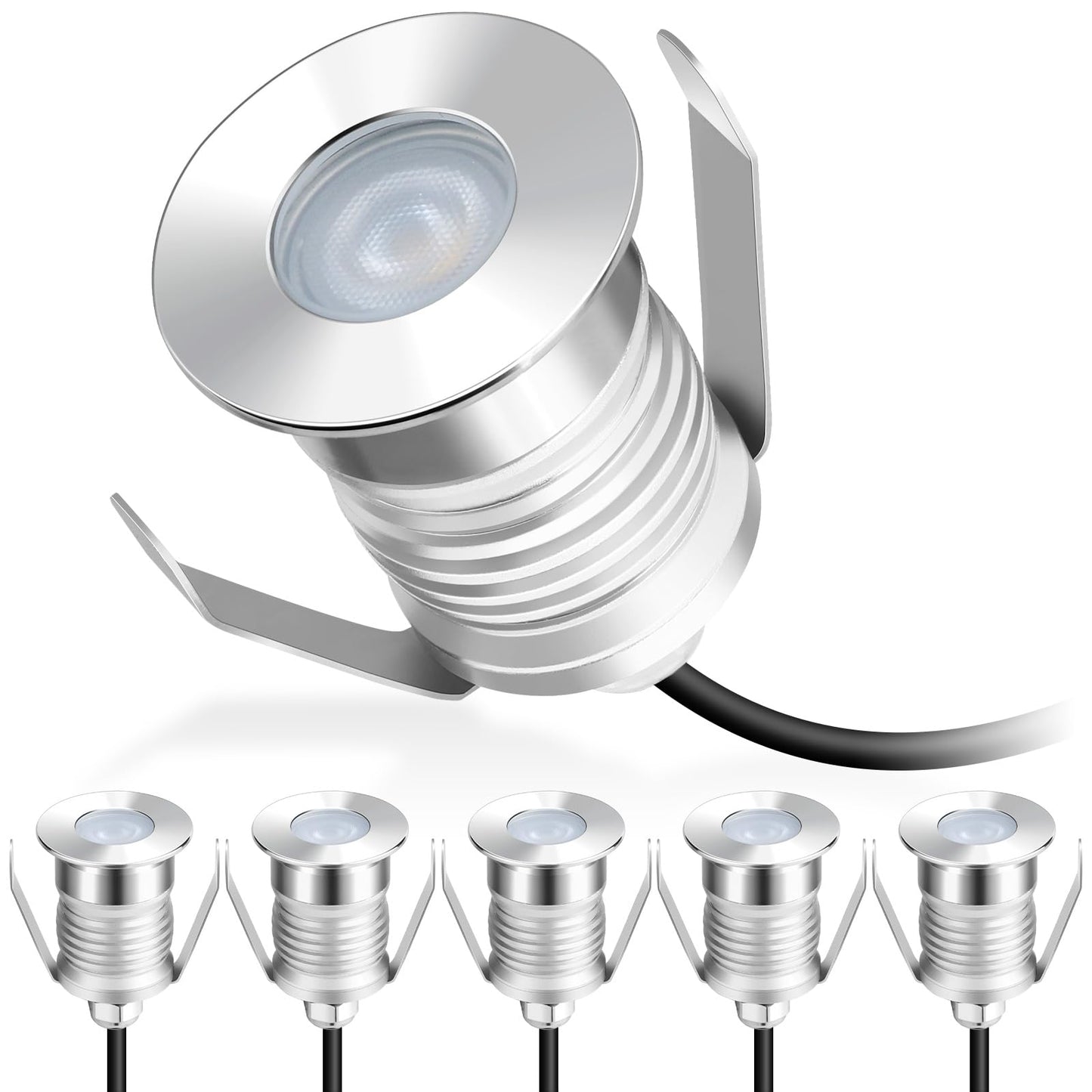 Gardencoin Recessed Led Deck Lights  Heavy Duty Soffit And Stair Lighting Outdoor  1W 12-24V Low Voltage Landscape In Ground Well Light  Underwater Light Ultra Waterproof  Dimmable(3000K-6Pack)