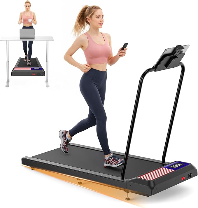 HOELLL Treadmills for Home Small with 0%-8% Incline and APP Sync, Compact Under Desk Walking Treadmill Pad with Handle Bar...