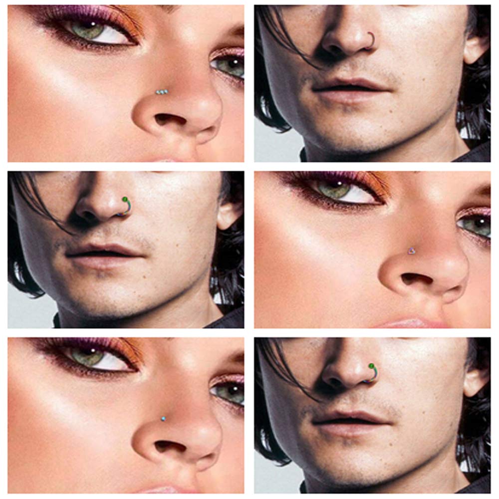 20G Black Surgical Steel Nose Screw Nose Stud Nose Rings Hoops Nose Hoop for Women Men