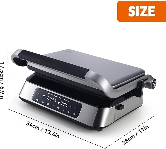 Panini Waffle Maker Combo | Panini Grill Press Sandwich Maker, Smokeless Indoor Grill, 1600W, 180° Open, Removable Plates, Stainless Steel, Ideal Kitchen Gift for Steak, Hamburger, Waffle