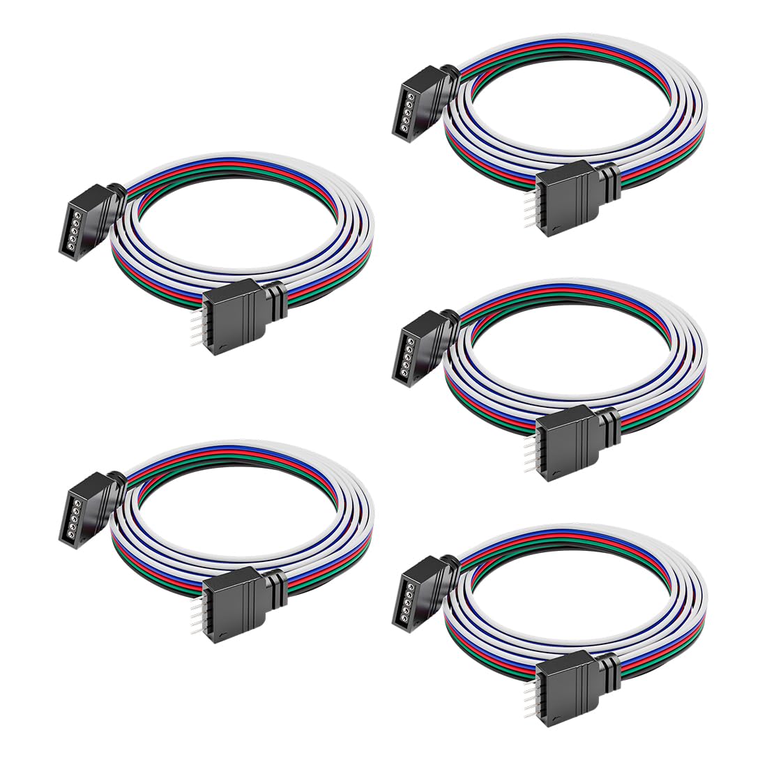 Btf-Lighting 5 Pack 22Awg 5 Pin Jst Male To Female Plug Led Connector 1.64Ft/0.5M Extension Cable For Fcob Smd Rgbw Led Strip Lights Solderless Controller Wire