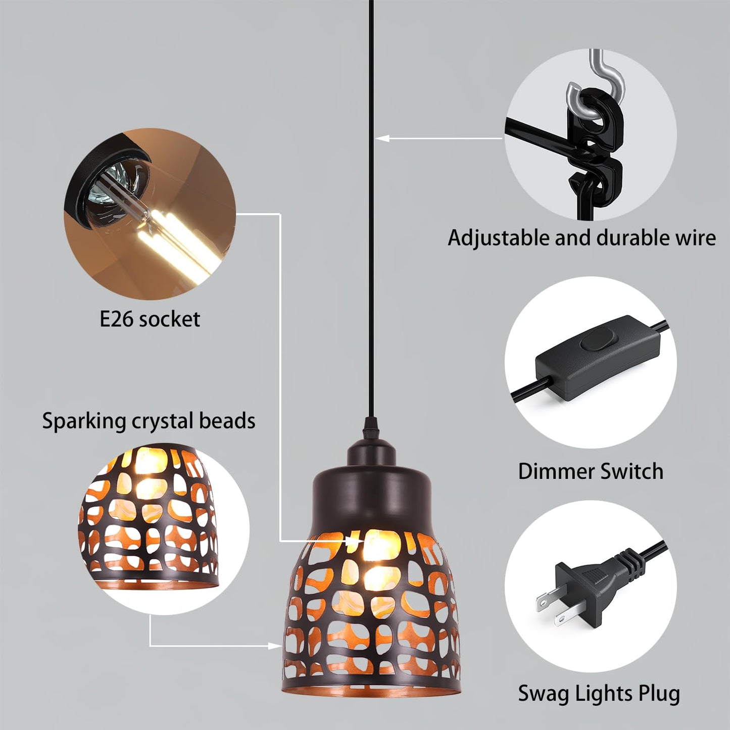 Baunoisk Pendant Light Industrial Vintage Pendant Lamp Retro Farmhouse Ceiling Hanging Light Fixture Black Metal Creative Geometric Diamond Shade Pendant Lighting For Kitchen Island