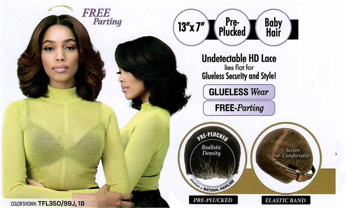 BOBBI BOSS 13X7 HD Lace Bob Curly Synthetic Wig - MLF602 NATALIA, Wavy Short Wigs with Baby Hairs, Glueless Lace Free Part Wig with High Heat Resistant Wigs (TFL60/GOLD)