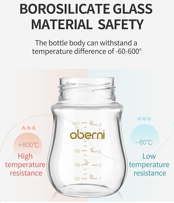 Glass Baby Bottles,Anti Colic Breastfeeding Bottle with Natural Response Nipple Size S,Wide Neck Slow Flow Baby Bottle for Baby,Newborn,Preemie 0-3 0-6 Month,BPA Free (Pink, 5 Ounce，3 Pack)