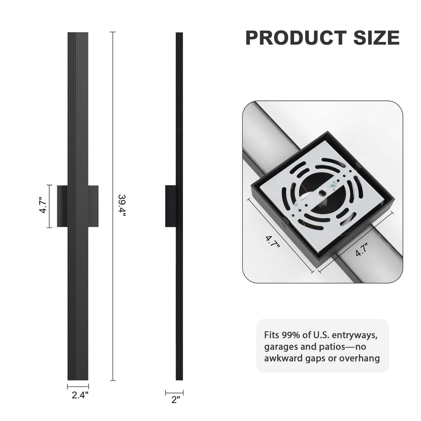 Lamqee 39.4 In Aluminum Long Outdoor Wall Light  3000K 2500Lm Integrated Led Waterproof Ip65  Linear Modern Exterior Lighting Fixtures Wall Mount Outside Sconce For House Porch Patio Garage Front Door
