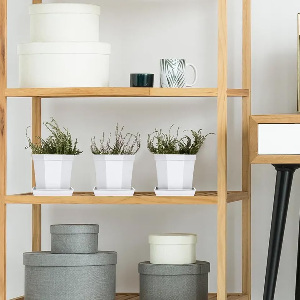5 Pack Square Plant Saucer 8 Inch, Plant Water Catcher Tray, Pot Saucers for Plants，Heavy Plastic Plant Trays for Pots Pots Base Plant Saucers for Indoors and Outdoors.