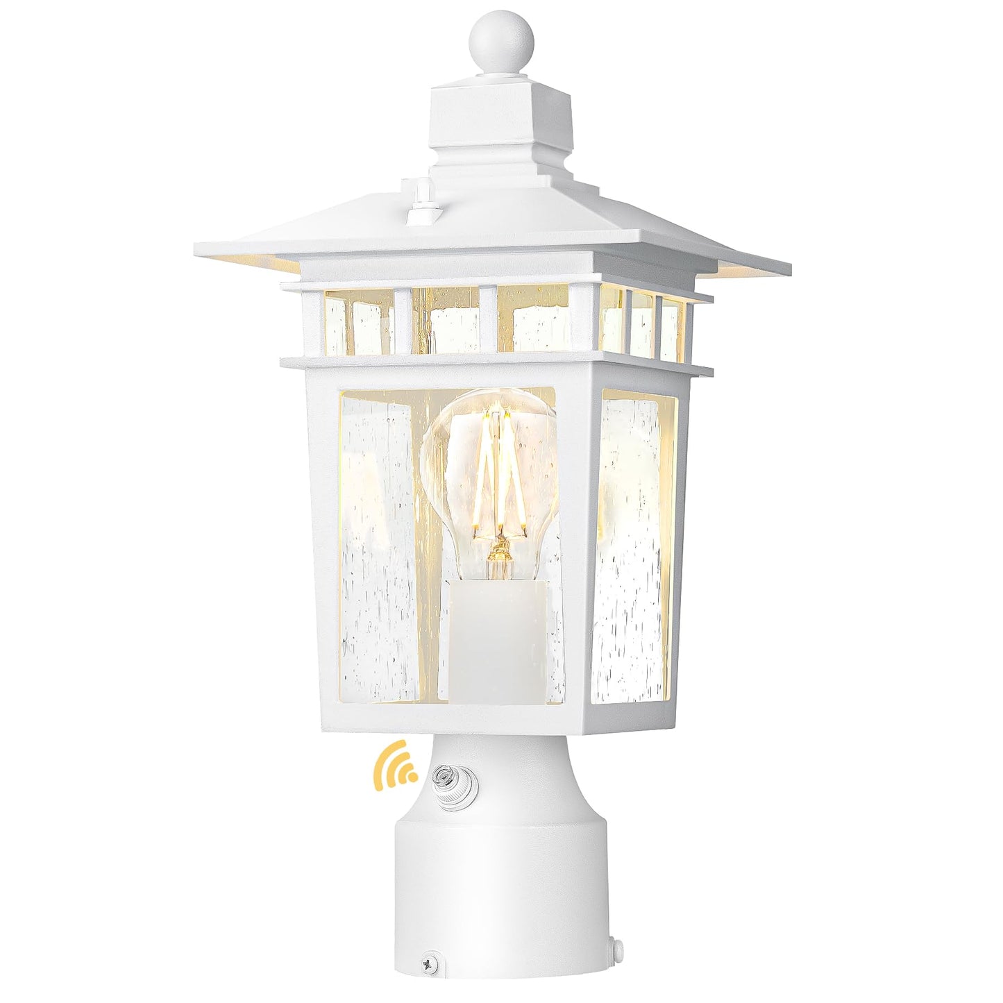 Apoto Dusk To Dawn Outdoor Post Lights  Waterproof Lamp Post Light Fixture  Aluminum Lamp Posts Outdoor Lighting Pole Lantern For Outside Yard Patio Pathway Garden Deck  Hard Wired (1 Pack  White)