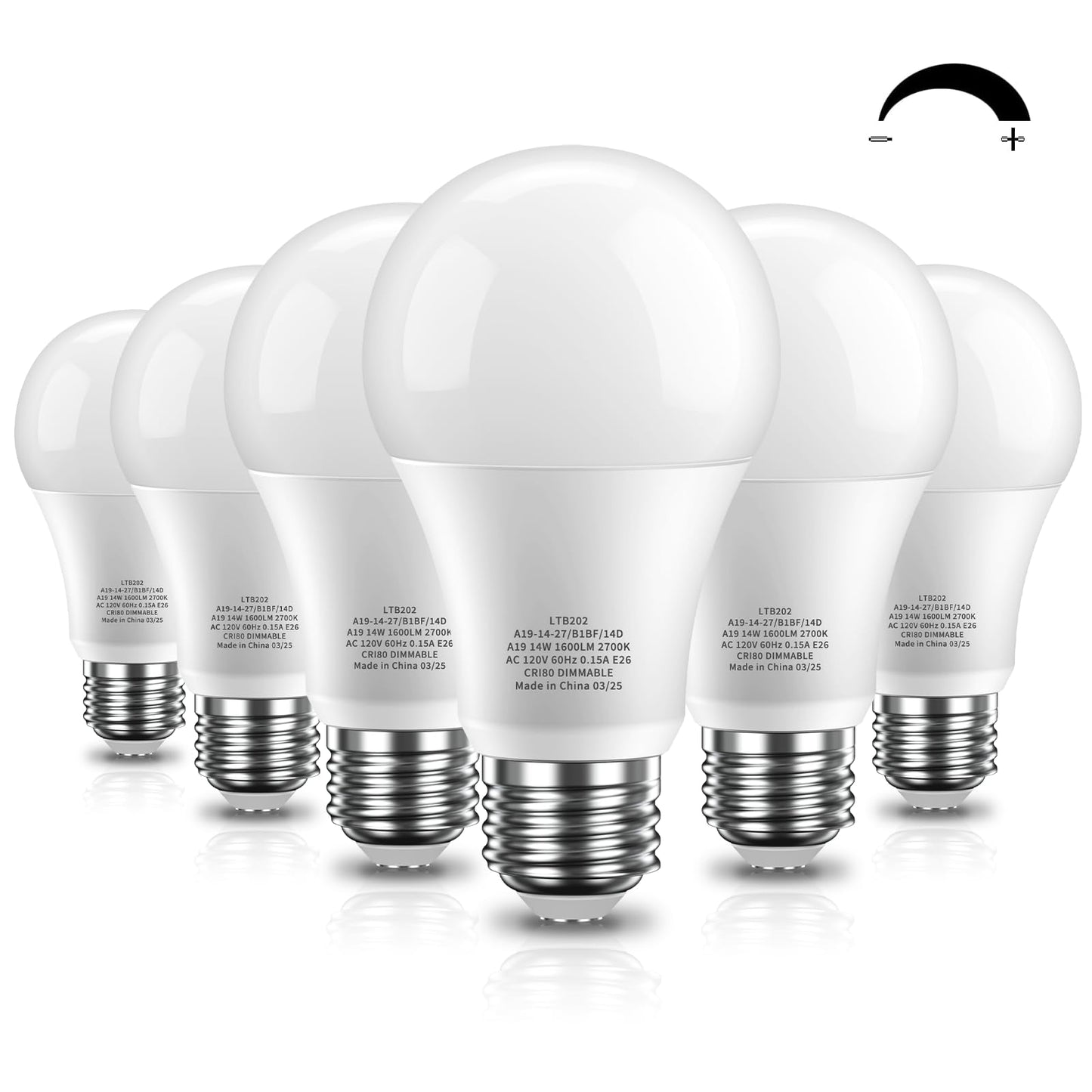 Novapollo A19 Led Light Bulbs  Dimmable100 Watt Equivalent Led Bulbs  14W 1600Lm 2700K Soft White Lightbulb  E26 Standard Base  Cri80+  6 Pack