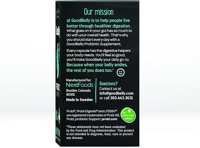 GoodBelly Probiotic Capsules for Digestive Health | Vegan Probiotic Supplement with 10 Billion Live Cultures | Probiotics for Women & Men | 30 Capsules