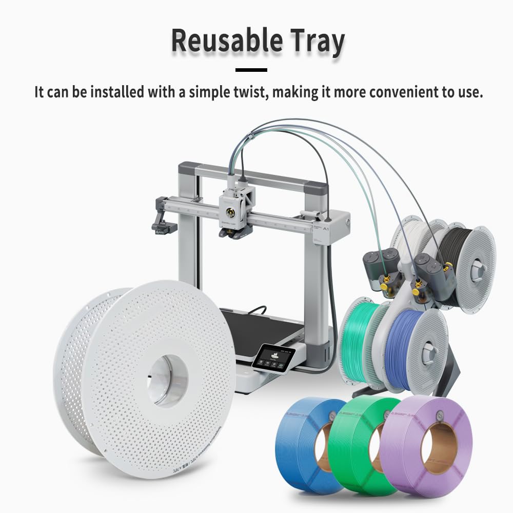 Bamboo Lab Original AMS Filament Tray Detachable Filament Reel Holder Low Temperature Tray Reusable Fit for PLA,PETG,TPU,ABS Compatible with Bambu X1,P1,A1 3D Printer (Clear/White Random)