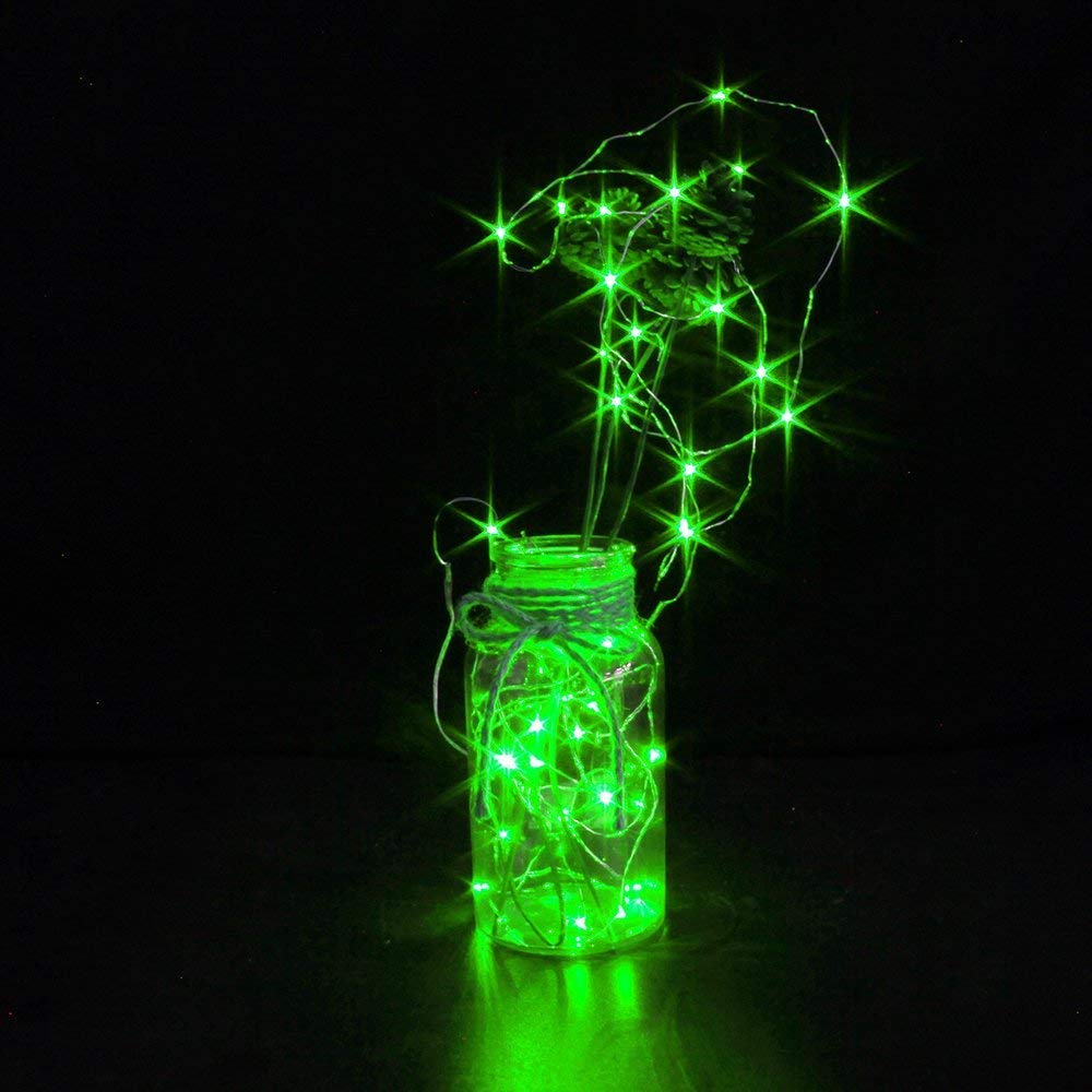 3 Pack Fairy Lights Battery Operated 6.6Ft 20 Led Mini String Lights Silver Wire Starry Lights For Diy Wedding Party Festival Halloween Christmas (Green)