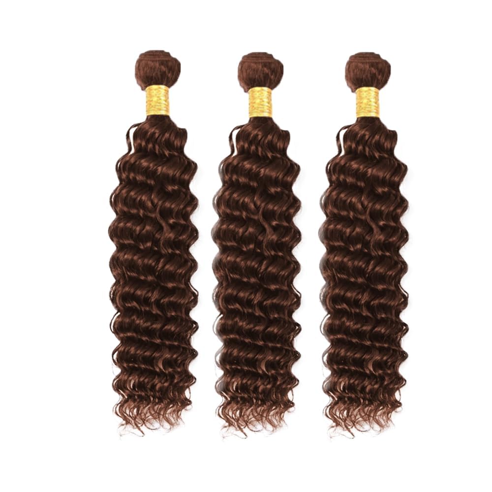 Lagalaga Bundles Human Hair 24 26 28 Inch Deep Wave Dark Brown 4 Color Human Hair Bundles Unprocessed Brazilian Virgin Hair Quic