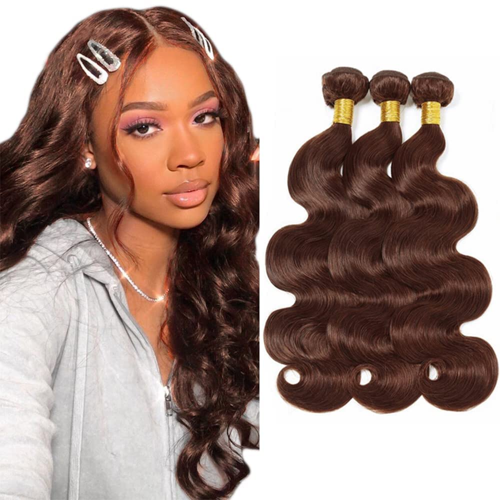Lagalaga Bundles Human Hair 24 26 28 Inch Body Wave Dark Brown 4 Color Human Hair Bundles Unprocessed Brazilian Virgin Hair Quic
