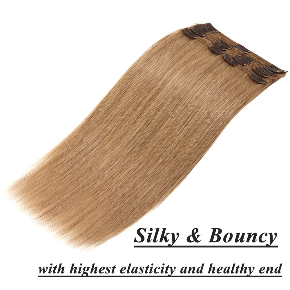 MY-LADY #27 Dark Blonde Double Weft Clip in 100% Remy Human Hair Extensions 14''-22'' Grade 7A Quality Full Head Thick Thickened