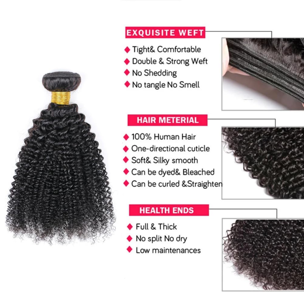 huarisi 10A Afro Kinky Curly Bundles Human Hair One Bundle 16 Inch 100% Unprocessed Virgin Brazilian Human Hair Bundles Hair Ext