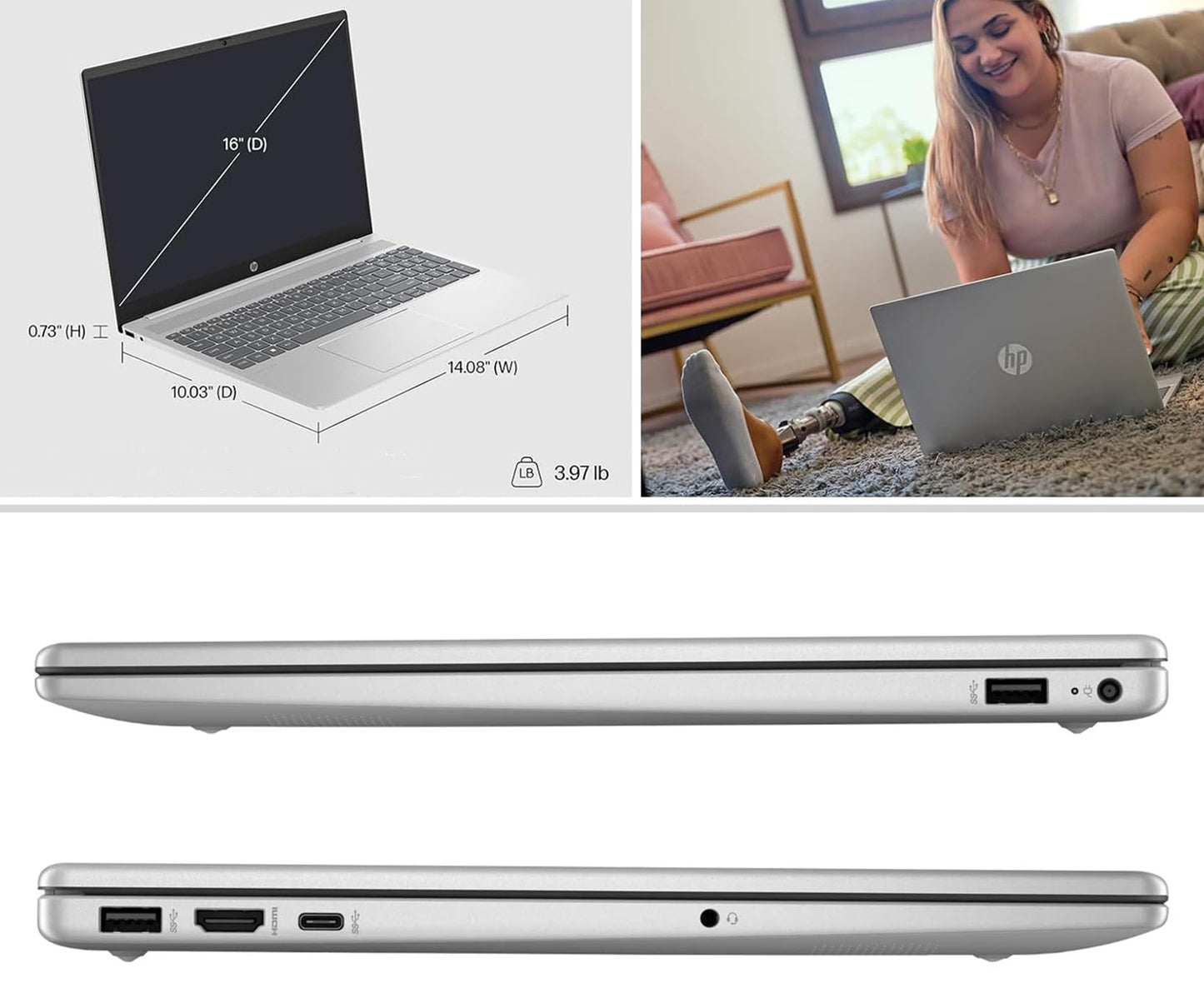 Hp 15.6 Business Laptop, Intel Core I5-1235U, 16Gb Ram, 1Tb Ssd, Windows 11 Pro, W/Extra Gan Charger