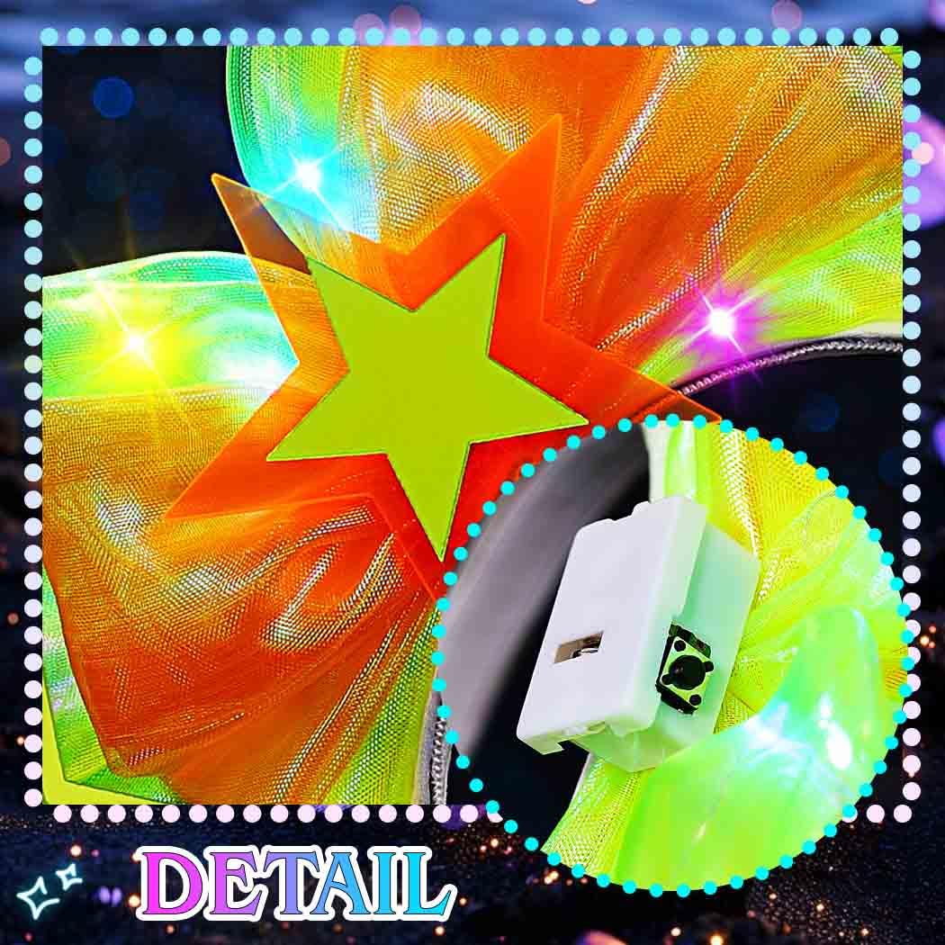 JONKY Light Up Bow Headband Yellow Bowknot Hair band Glowing Star Headpiece Costume Hair Accessories for Women (Yellow, one size