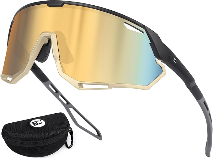 BIRCEN Mens Sports Baseball Sunglasses: TR90 Lightweight Cycling Glasses Wrap Around Running Glasses for Outdoor MTB Bike