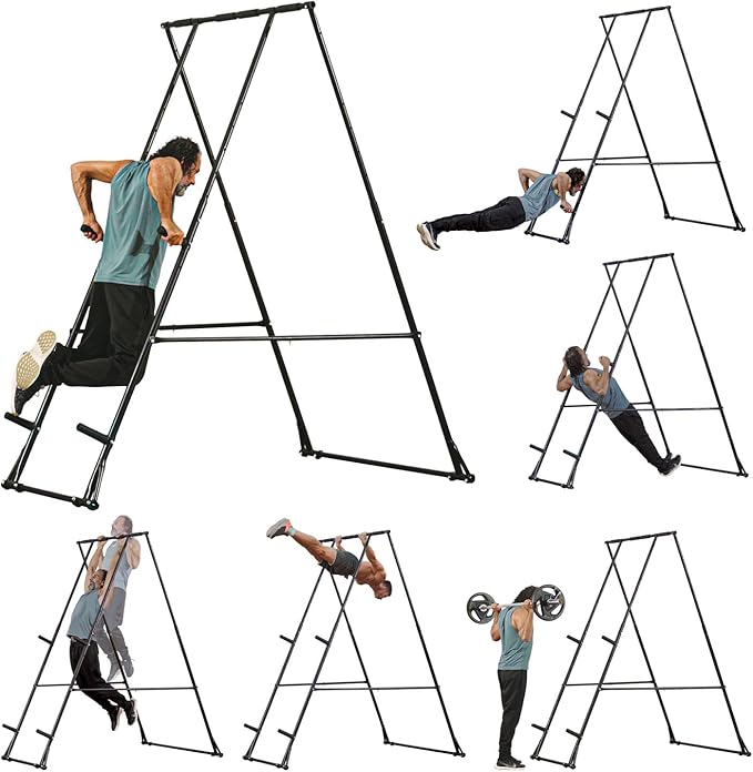 KT High and Foldable Pull Up Dip Station Power Tower Stable Adjustable Multifunctional Exercise Machine Durable Home Gym S...