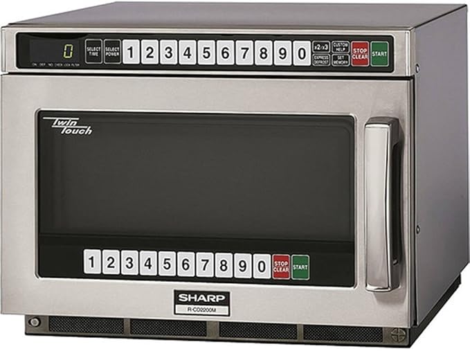 Sharp R-CD2200M Commercial Microwave Oven, TwinTouch Heavy Duty with Dual TouchPads, 2200 Watt, 0.75 Cubic-Foot Capacity, Stainless Steel