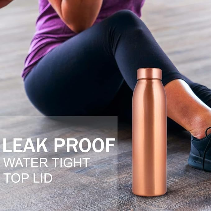 Copper Water Bottle 1Liter - Gift Box of 6, Plain, an Ayurvedic vessel made from pure copper - helps you drink more water, with many health benefits