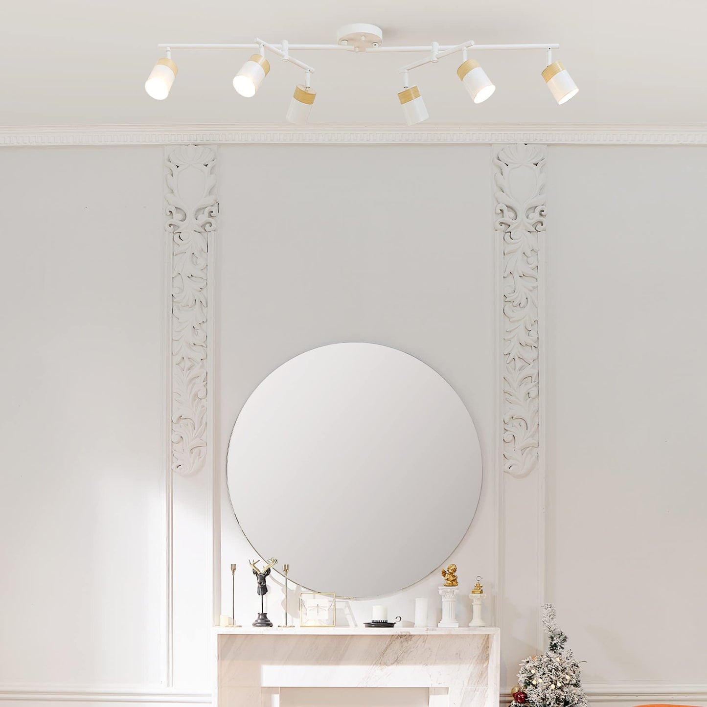 Globe Electric 64000055 42in 6-Light Track Lighting, Matte White, Metal, Pivot Shades, GU10 Sockets