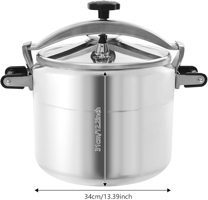 8 Gal Stovetop Aluminum Pressure Cooker, 30L Large Steamer Cooking Pressure Pot for Family or Commercial, 50-70kpa, Safety Valves, Removable Sealing Ring