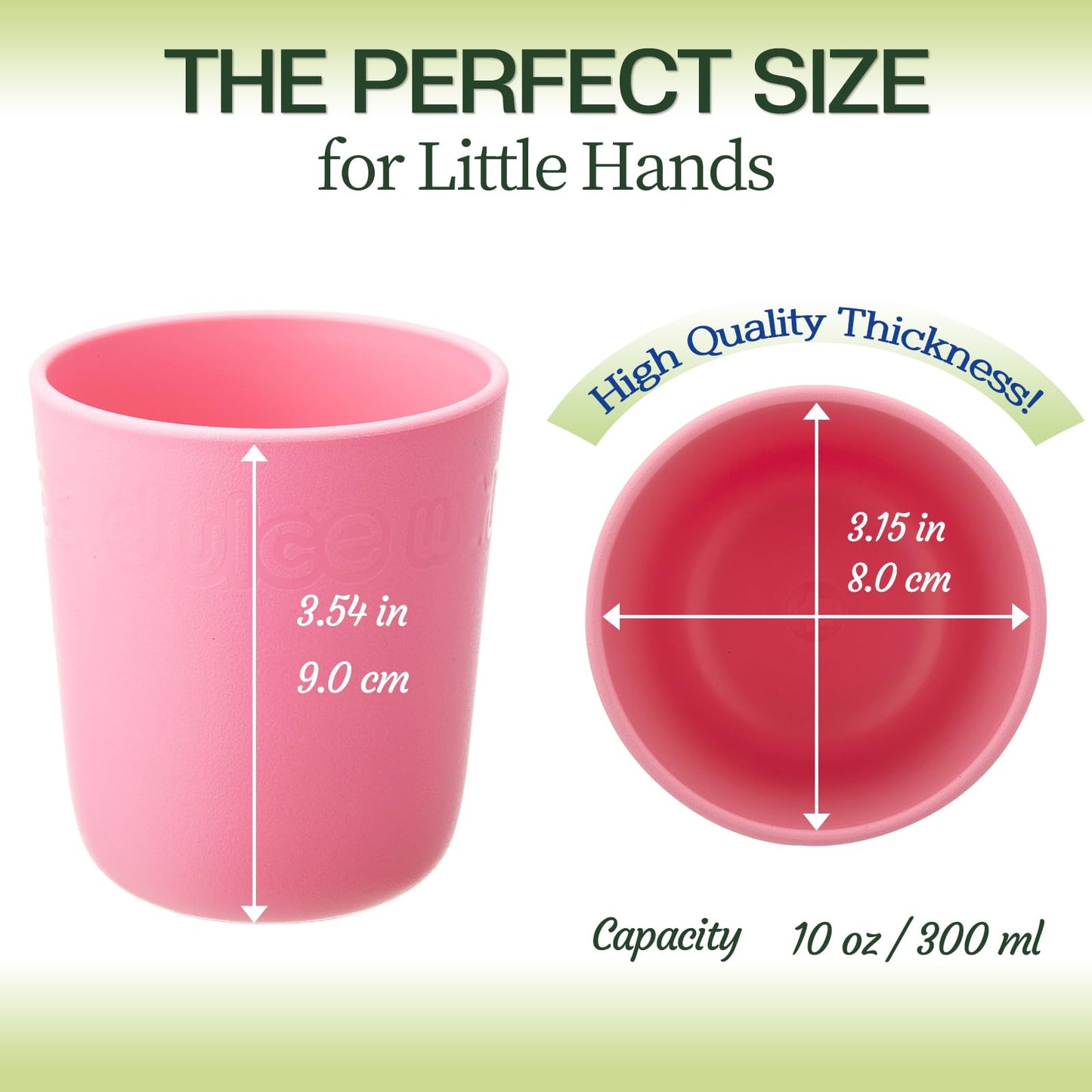Dulce Worlds SUGARCANE Kids Cups 10 oz - 5 Pack, USDA & LFGB Certified Toddler Cups - BPA Free - Dishwasher Safe, Reusable, Unbreakable - Multi