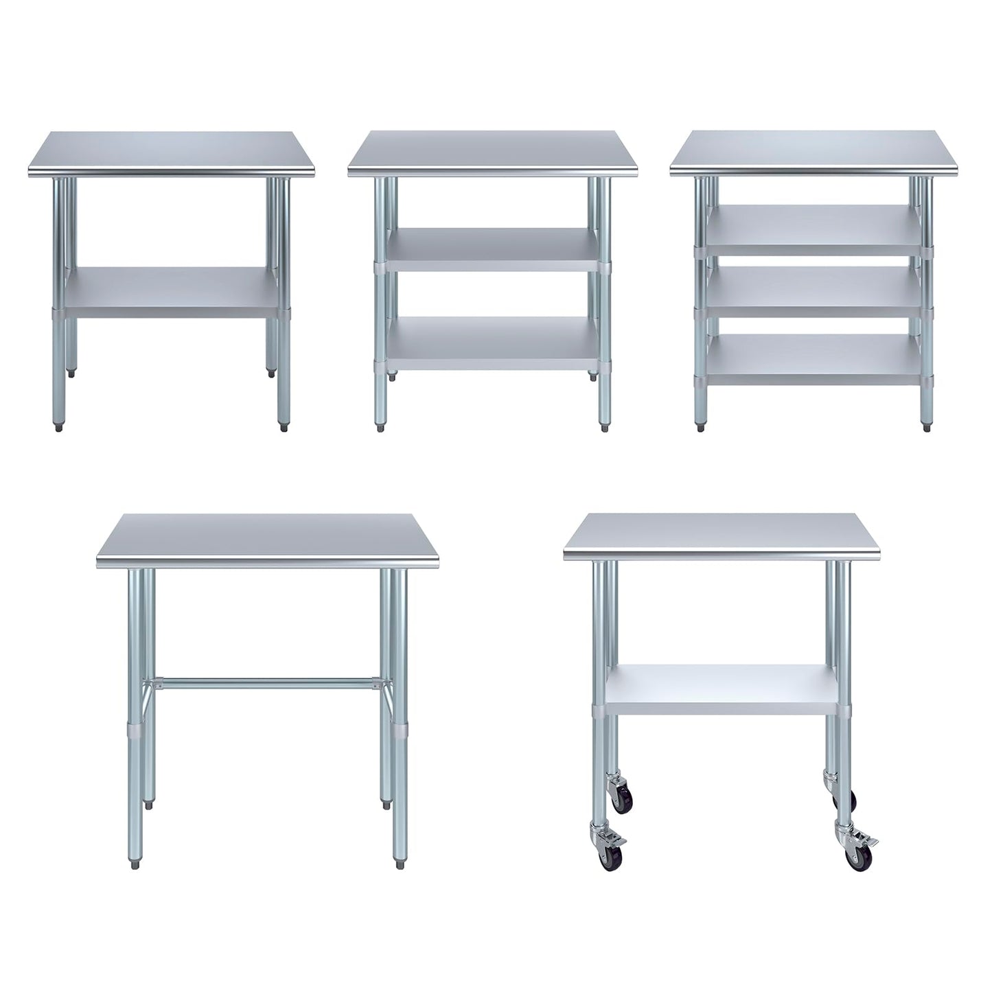 Stainless Steel Table + Add Casters | Choose from 43 Sizes | NSF Metal Work Table for Kitchen Prep Utility | Commercial and Residential Applications.