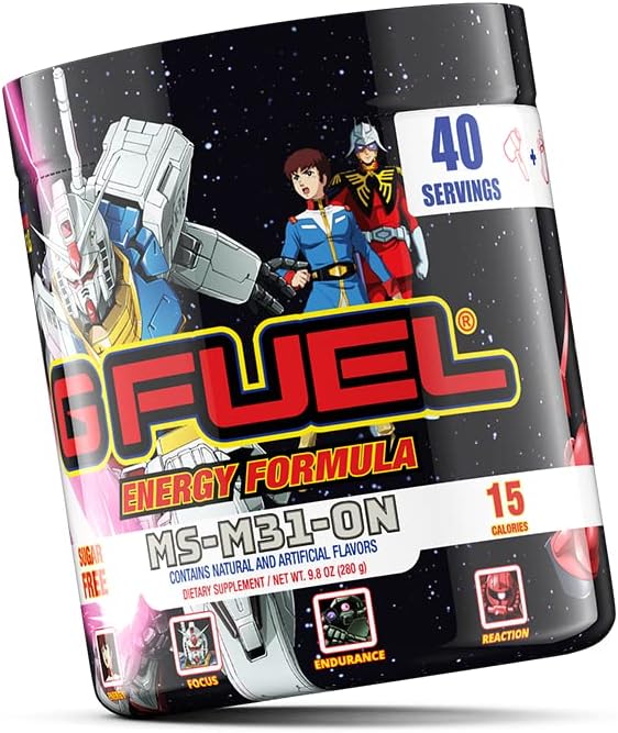G Fuel MS-M31-0N Energy Drink Powder, Pre Workout Caffeine Mix for Gaming, Sugar Free Focus Amino, Vitamin + Antioxidants, 9.8oz (Ramune Melon, 40 Servings)