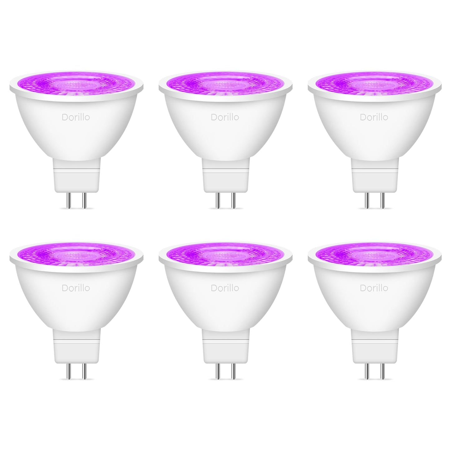 Dorillo Mr16 Purple Led Light Bulbs 6 Pack  6W (50W Equivalent)  Gu5.3 Bi-Pin 12V  Non-Dimmable  38 Beam  Halloween Decorative Lighting For Landscape  Patio  Path