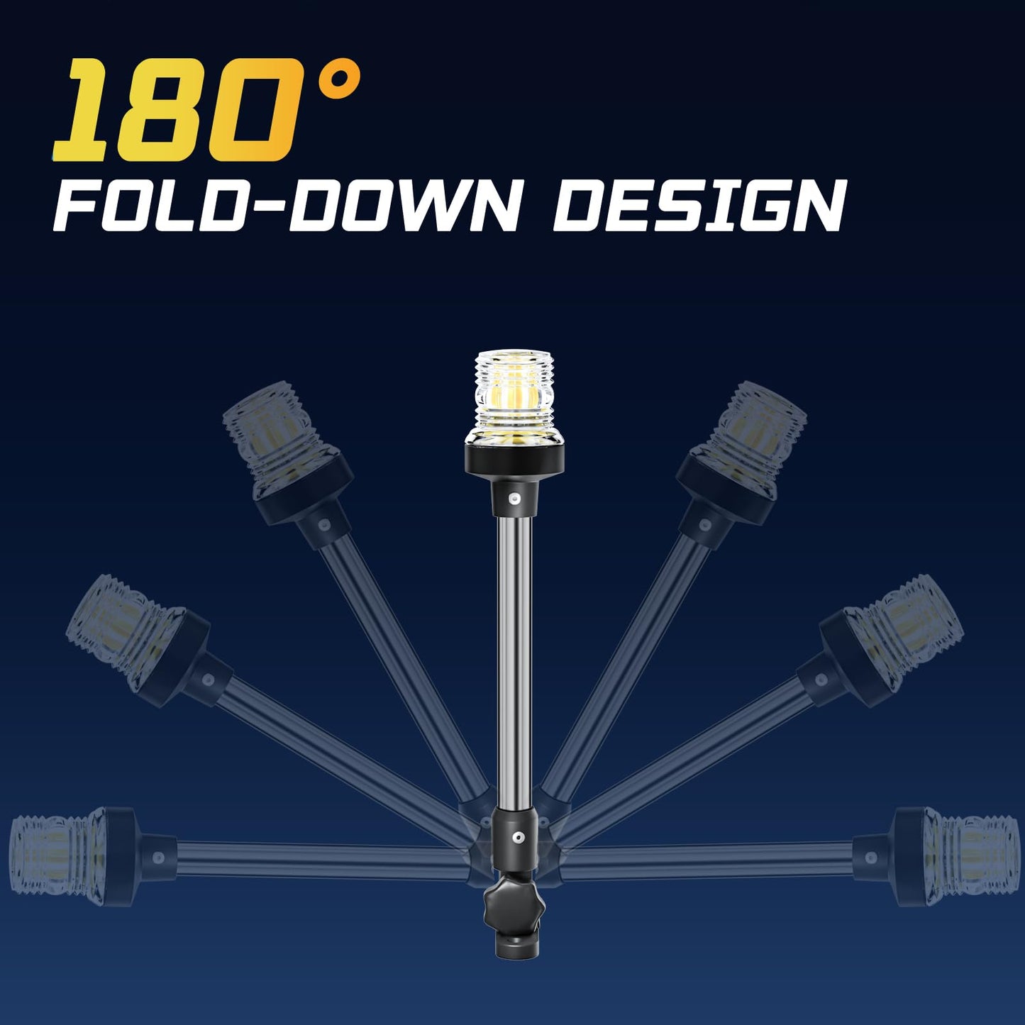 Ambipasion 18 Inches Bimini Light For Pontoon Boat  Pontoon Navigation Lights Anchor Light Stern Lights For Bimini Top Mount Waterproof Ip67  White Fold Down Led Marine Boat Rear Running Lighting