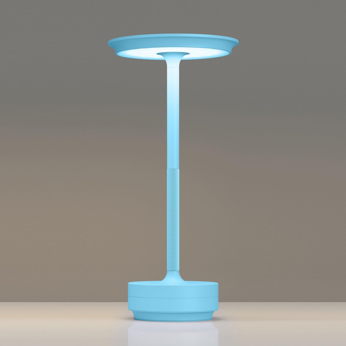 TBBGA Rechargeable Cordless Table Lamp, 5000mAh, LED, 3 Color Dimming, Aluminum, Model T106C, Blue