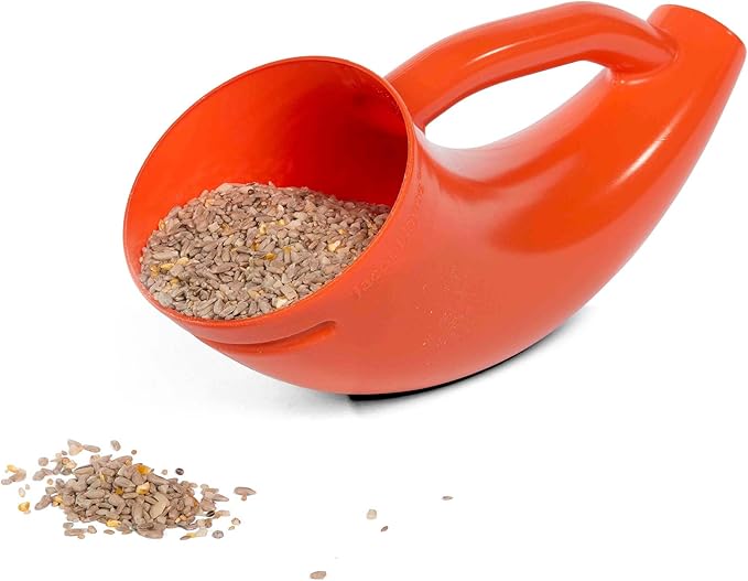 Bird Seed Scoop SuperScoop™ Bird Food Scoop, Pet Food Scoop for Small Animal Food, Large Capacity in Unmissable Orange™ Color