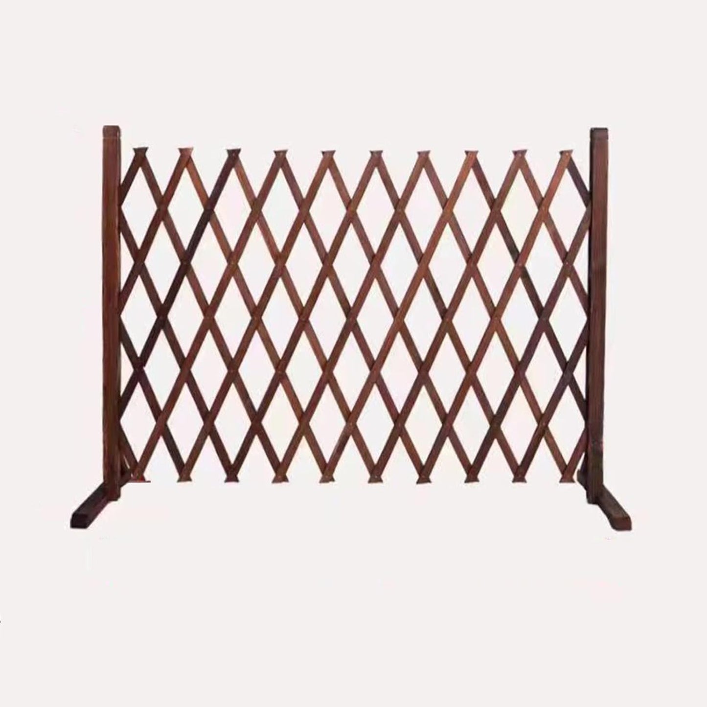 Expandable Wooden Garden Fence Panel - Retractable Trellis for Climbing Plants, Freestanding Pet Screen, No-Dig Vertical Rack, Brown (47.24"x13.77")