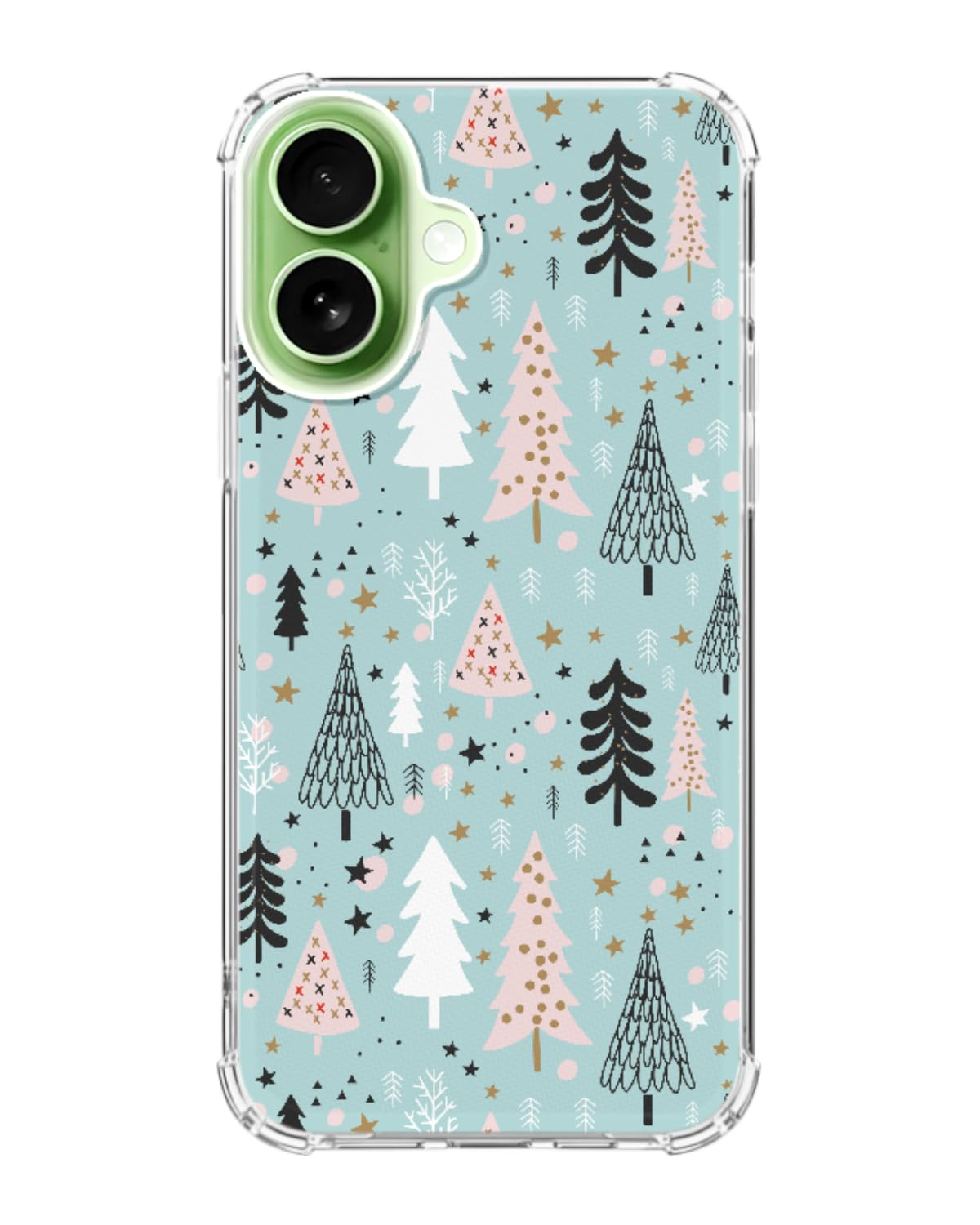 Qivtpjkrin Blue Christmas Tree Pattern Phone Case for iPhone 17, Winter Christmas Holiday Phone Cover, Soft Trendy TPU Bumper Co