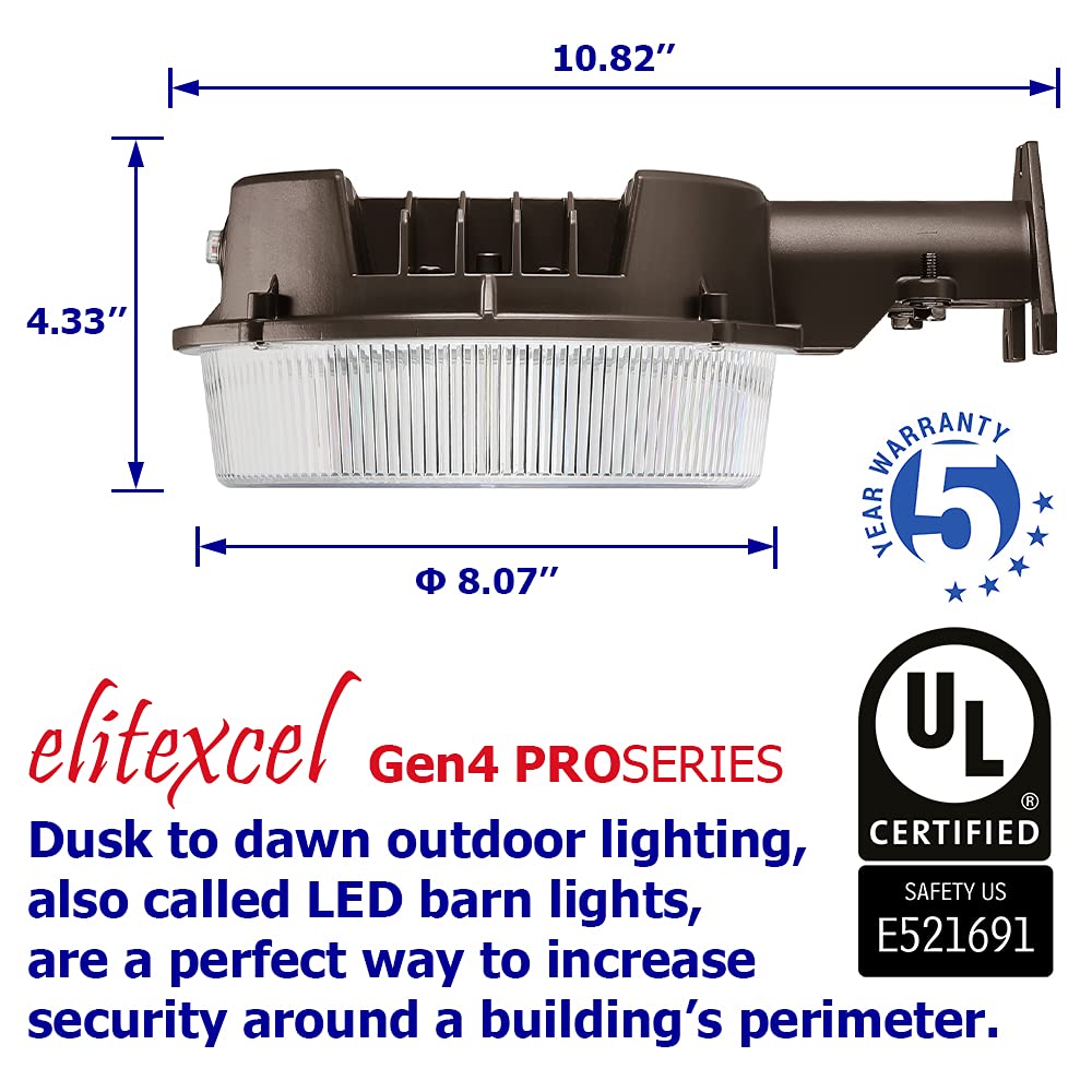high-standardxcel 43W Led Barn Light - 5000Lm, 5000K Daylight, Dark Bronze, Waterproof, Model Efmg443W12V50Kdp1A