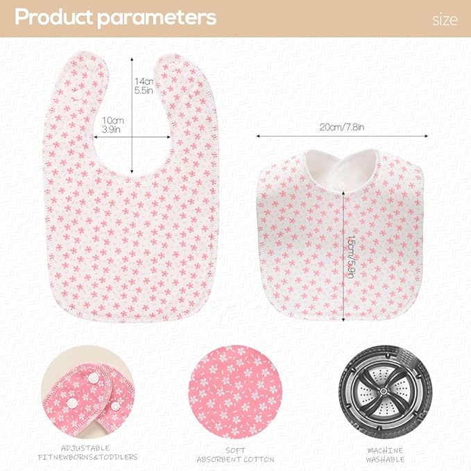8 Pack Baby Bibs Unisex Adjustable with Snaps Ultra Soft Absorbent Drooling Teething for Boys and Girls