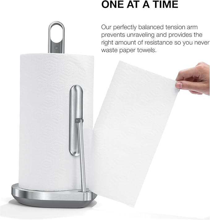 simplehuman Standing Paper Towel Holder with Spray Pump, Brushed Stainless Steel