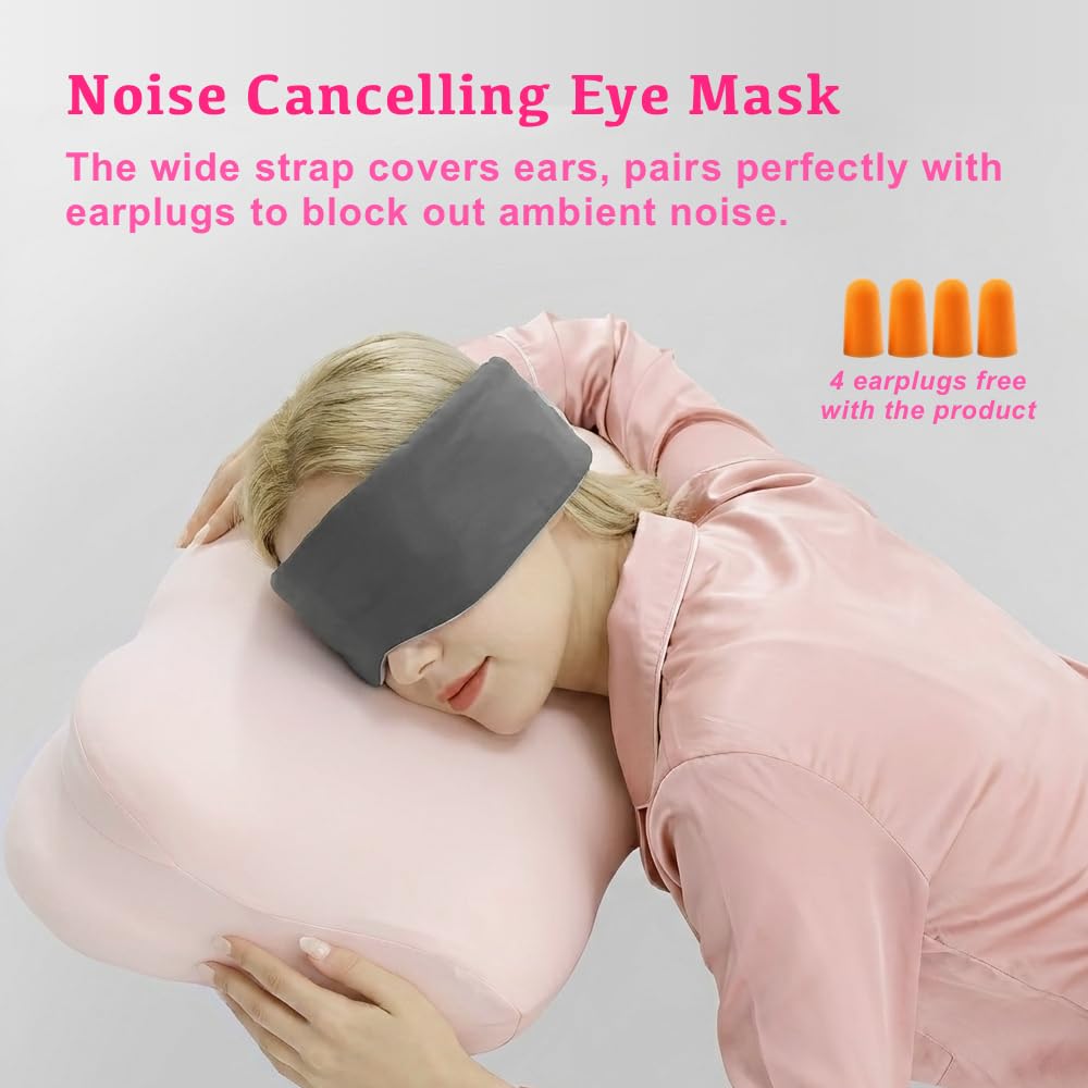 Dual-Sided Wide Blackout Sleep Mask, Eye Cover with Adjustable Band, Zero Pressure Eye Mask Sleeping, Softer Than Mulberry Silk Sleeping Mask, Blingfold, Eye Masks for Women Side Sleepers
