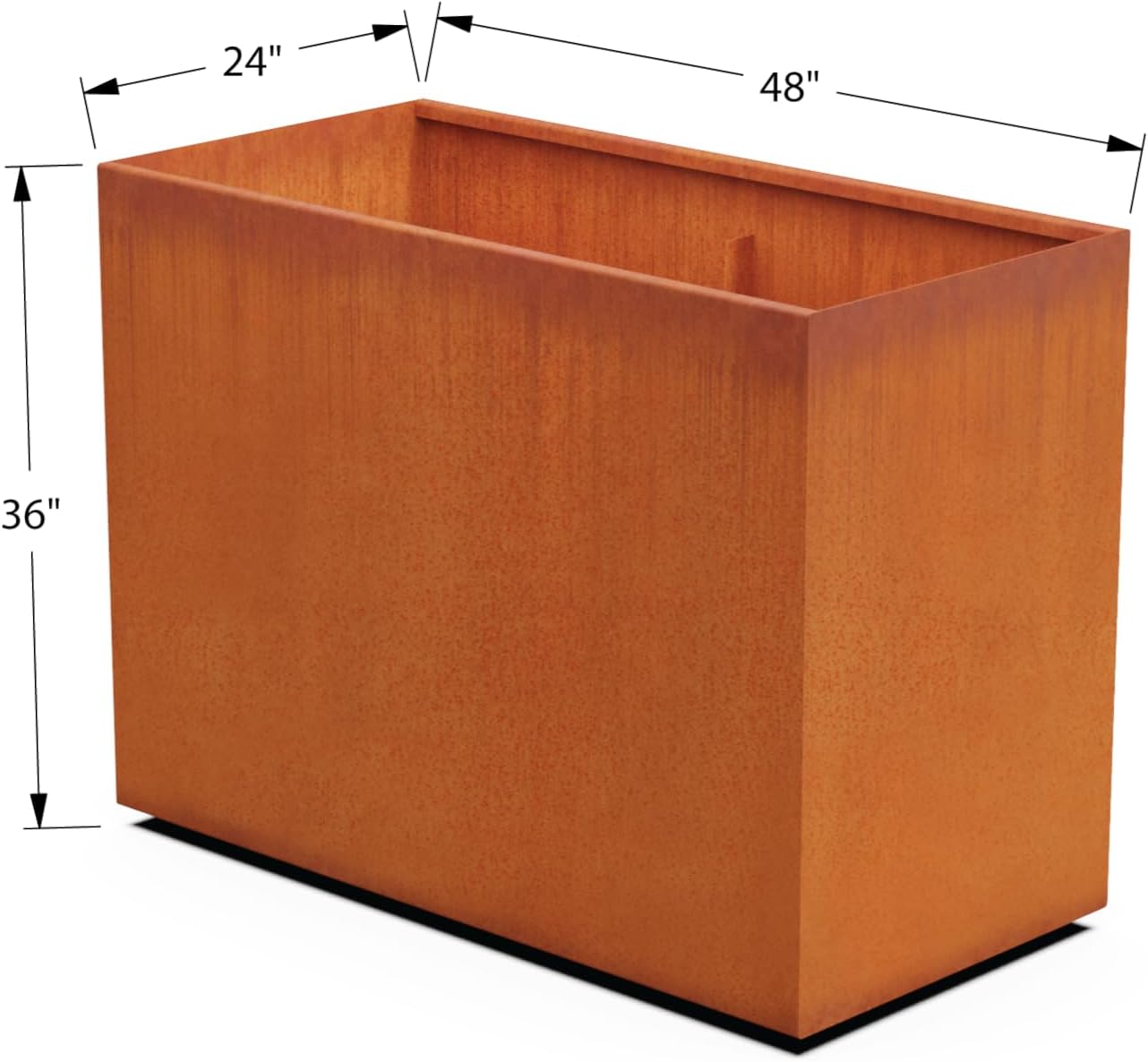 Large Rectangular Planters for Outdoor Plants 48x24x36 Inch | Extra Large Corten Steel Planters for Patios and Privacy Screens | Heavy Duty Metal Planter Rectangle, Fully Assembled