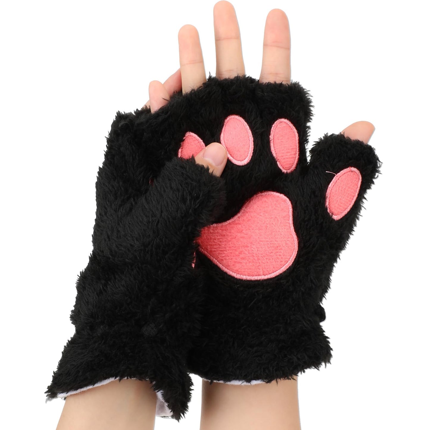 COMNICO Cat Paws Gloves Soft Hand Paw Gear Bear Furry Paw Fingerless Cat Mittens Halloween Cosplay Costume Accessories
