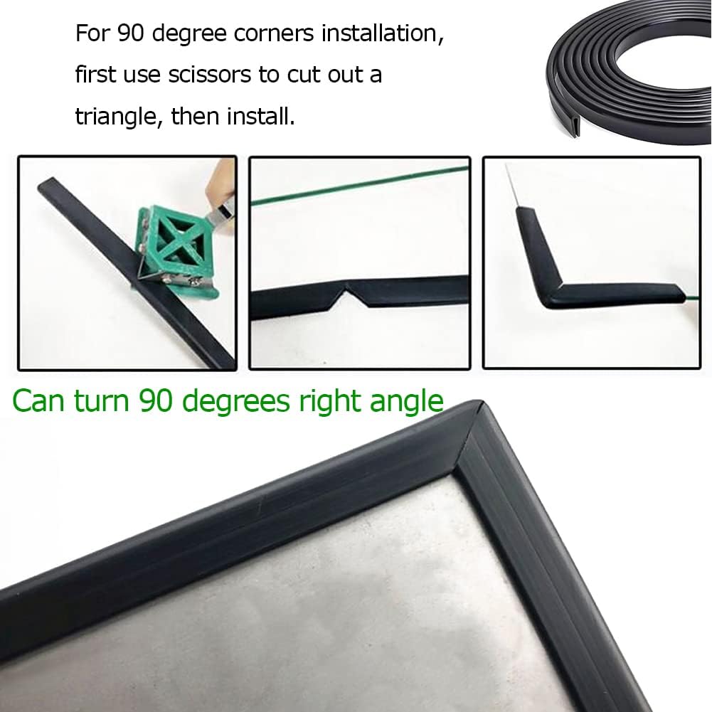 Rubber Edge Trim Black, U Channel PVC Plastic, Metal Sharp Edge Protector Fit for 0.09", Length 26 Feet (8 Meter)
